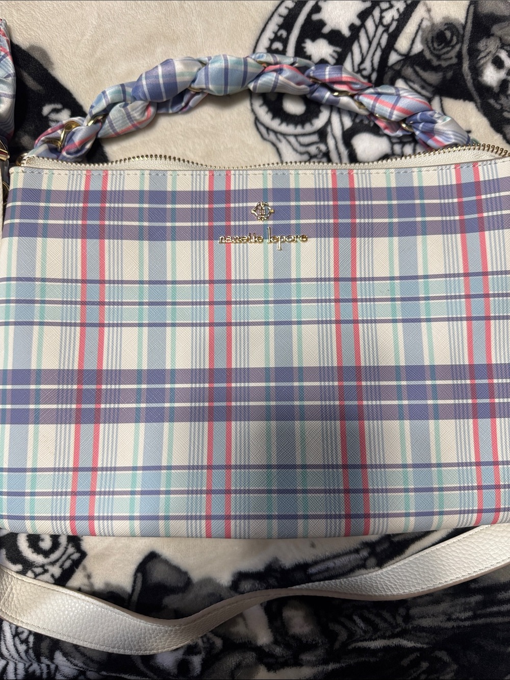 Nanette Lepore Pastel Plaid Shoulder Bag in Blue, Pink, Cream